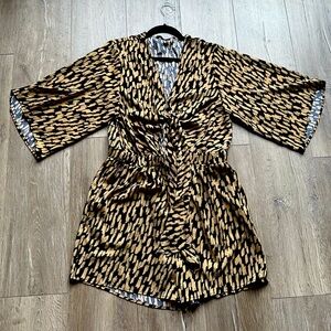 NWT Black and Tan Print Romper Size Large